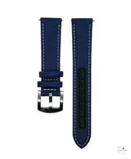 Pasek Premium Sailcloth WB Original Granatowy z białym przeszyciem 22 mm - klamra szczotkowana