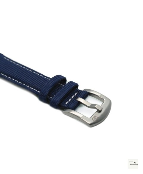 Pasek Premium Sailcloth WB Original Granatowy z białym przeszyciem 22 mm - klamra szczotkowana