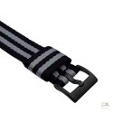 Pasek nylonowy Jelsdal Vintage Military Single-Pass Black/Grey 18 mm - klamra czarna PVD