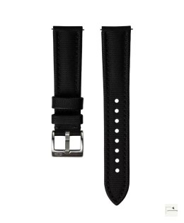 Pasek sailcloth Jelsdal Skagerak Black 18 mm - klamra matowa srebrna