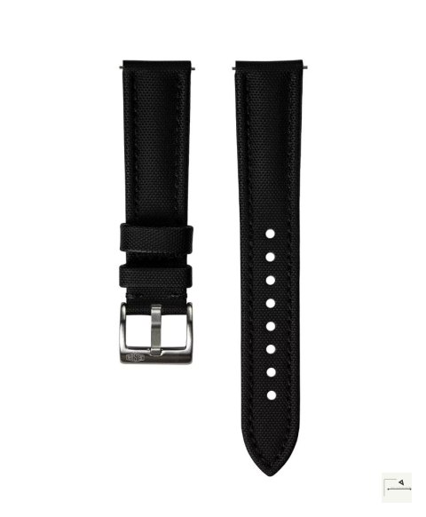 Pasek sailcloth Jelsdal Skagerak Black 20 mm - klamra polerowana srebrna
