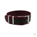 Regulowany pasek nylonowy Premium Single-Pass WB Original Czarno-bordowy 20 mm - klamra szczotkowana
