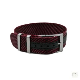 Regulowany pasek nylonowy Premium Single-Pass WB Original Czarno-bordowy 22 mm - klamra szczotkowana