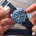 Regulowany pasek nylonowy Premium Single-Pass WB Original Czarno-niebieski 22 mm - klamra szczotkowana