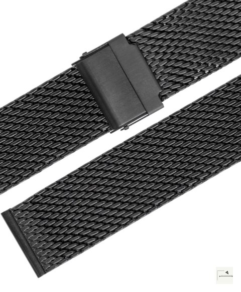 Bransoleta mesh Eulit/Stalux Milanaise Mesh Black 20 mm - klamra czarna PVD