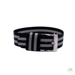 Pasek nylonowy Jelsdal Vintage Military Single-Pass Black/Grey 18 mm - klamra szczotkowana stalowa
