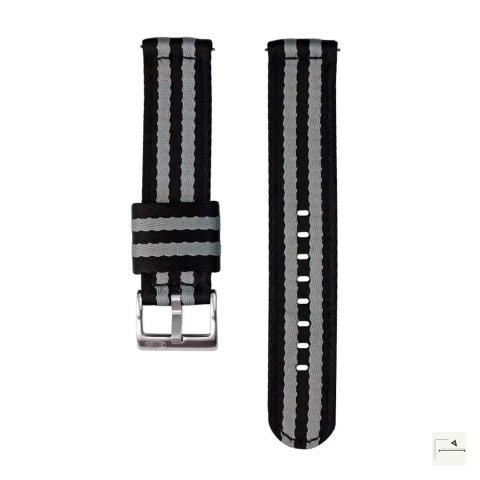 Pasek nylonowy Jelsdal Vintage Military Two-Piece Black/Grey 20 mm - klamra szczotkowana stalowa