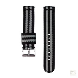 Pasek nylonowy Jelsdal Vintage Military Two-Piece Black/Grey 22 mm - klamra polerowana srebrna
