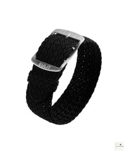 Pasek perlonowy Eulit Atlantic Black 18 mm - klamra polerowana srebrna