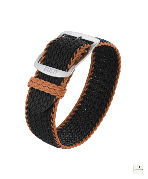 Pasek perlonowy Eulit Atlantic Black/Orange 20 mm - klamra polerowana srebrna