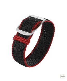 Pasek perlonowy Eulit Atlantic Black/Red 20 mm - klamra szczotkowana stalowa