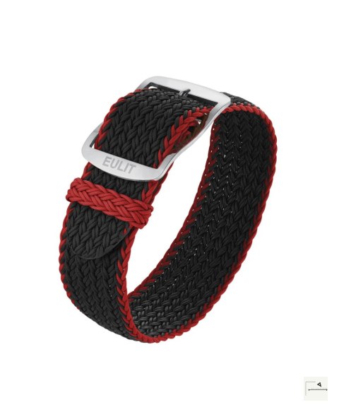 Pasek perlonowy Eulit Atlantic Black/Red 20 mm - klamra szczotkowana stalowa