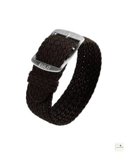 Pasek perlonowy Eulit Atlantic Dark Brown 20 mm - klamra polerowana srebrna