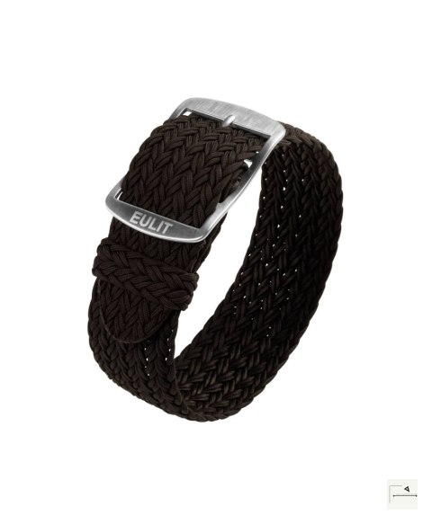 Pasek perlonowy Eulit Atlantic Dark Brown 20 mm - klamra polerowana srebrna