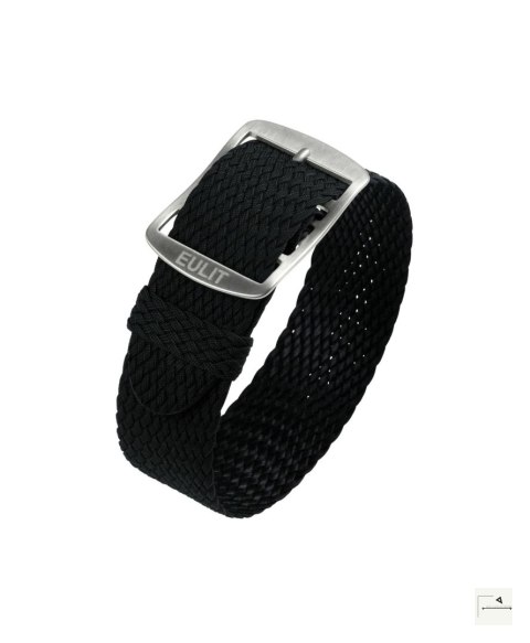 Pasek perlonowy Eulit Baltic Black 18 mm - klamra polerowana srebrna