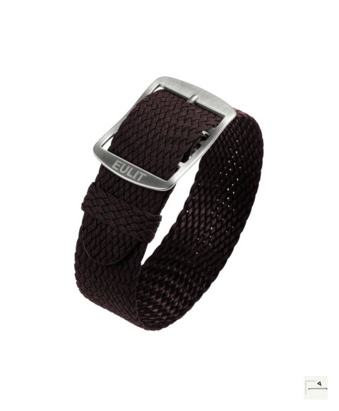 Pasek perlonowy Eulit Baltic Dark Brown 18 mm - klamra polerowana srebrna