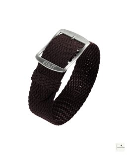 Pasek perlonowy Eulit Baltic Dark Brown 20 mm - klamra polerowana srebrna