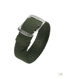 Pasek perlonowy Eulit Baltic Olive Green 18 mm - klamra polerowana srebrna