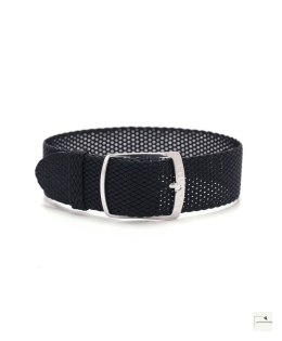 Pasek perlonowy Eulit Kristall Extra Long Black 20 mm - klamra polerowana srebrna