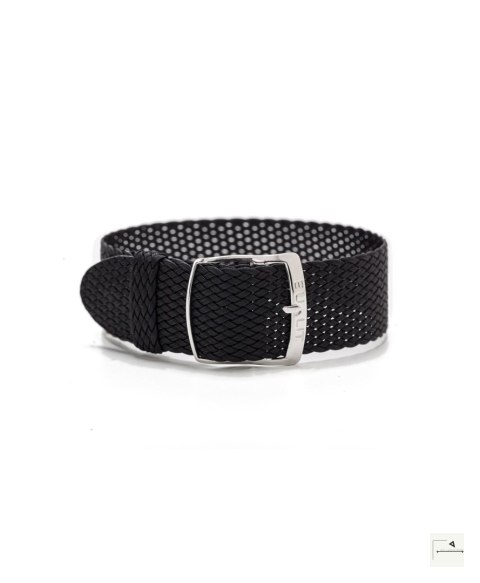 Pasek perlonowy Eulit Panama Black 20 mm - klamra polerowana srebrna