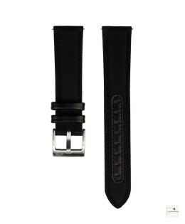 Pasek sailcloth Jelsdal Kattegat Black 20 mm - klamra polerowana srebrna
