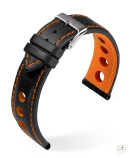 Pasek skórzany Eulit/Barington Racing Orange 24 mm - klamra polerowana srebrna