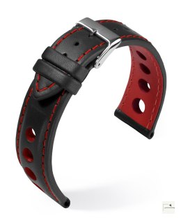 Pasek skórzany Eulit/Barington Racing Red 18 mm - klamra polerowana srebrna