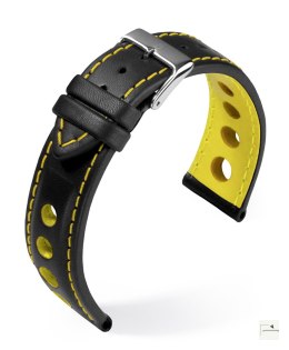 Pasek skórzany Eulit/Barington Racing Yellow 22 mm - klamra polerowana złota