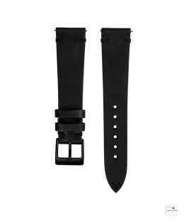 Pasek skórzany Jelsdal Stealth Vintage Leather Black 20 mm - klamra matowa srebrna