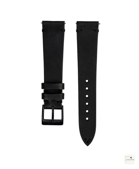 Pasek skórzany Jelsdal Stealth Vintage Leather Black 20 mm - klamra matowa srebrna