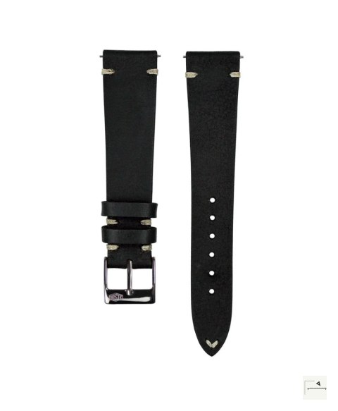 Pasek skórzany Jelsdal Vintage Leather Black 18 mm - klamra polerowana srebrna