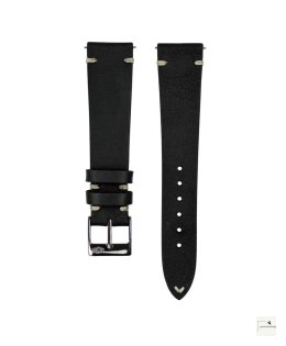 Pasek skórzany Jelsdal Vintage Leather Black 18 mm - klamra polerowana złota