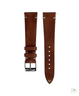 Pasek skórzany Jelsdal Vintage Leather Brown 18 mm - klamra polerowana złota
