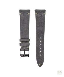 Pasek skórzany Jelsdal Vintage Leather Dark Grey 18 mm - klamra polerowana złota