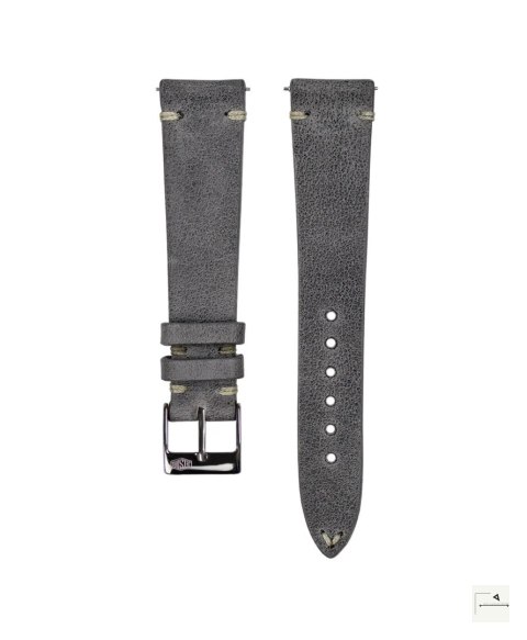 Pasek skórzany Jelsdal Vintage Leather Dark Grey 18 mm - klamra polerowana złota