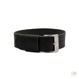 Pasek skórzany Jelsdal Vintage Military Single-Pass Black 18 mm - klamra polerowana złota