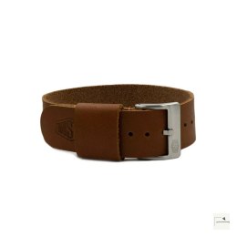 Pasek skórzany Jelsdal Vintage Military Single-Pass Brown 20 mm - klamra polerowana złota