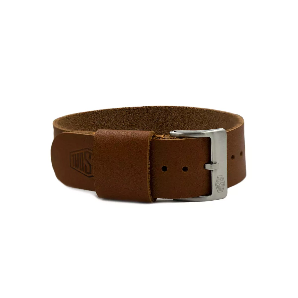 Jelsdal brown leather single-pass watch strap